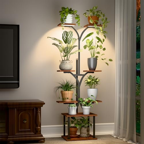 Plant Stand Indoor with Grow Lights, 8 Tiered Metal Plant Shelf, 58 Tall Plant Stand for Indoor Plants Multiple, Large Plant Rack Display Shelves, Corner Plant Holder for Living Room, Patio, Balcony
