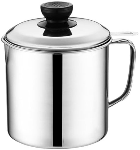 Vobumix Lata De Grasa De Acero Inoxidable, Recipiente para Almacenamiento De Aceite, Recipiente para Grasa De Tocino para Almacenar Aceite para Freír Y Grasa para Cocinar