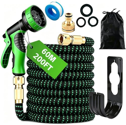 Blendra Expandable Garden Hose 200FT - Hosepipes for Garden Water Hose with 10-Way Spray Nozzle (3/4 & 1/2 Connectors) for Outdoor Gardening, Lawn Care & Home Use - Lightweight Durable