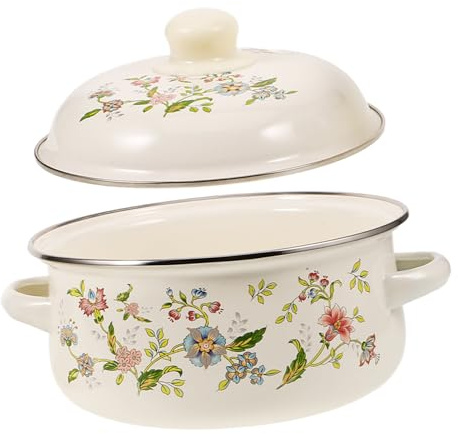 LIFKOME Marmite En ÉMail Avec Couvercle 8.66 Pouces Pot À Soupe Pour Cuisine Maison RéSistance Haute TempéRature Cuisson Uniforme RagoûT Essentiel
