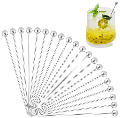 20 PCS Cocktail Sticks, Cocktail Garnish, Metal Cocktail Sticks, Reusable Cocktail Sticks for Food, Olive Picks, for Fruit Skewers Decorative Drinks Cocktails