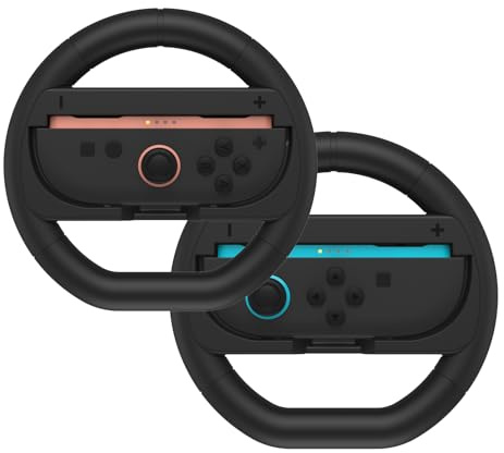 NBCP Racing Steering Wheel for Nintendo Switch 2 Joy-Con (2025), 2-Pack Black, Compatible with Mario Kart 8 Deluxe & Racing Games