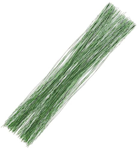 MOMAHUA Paket med 100 stycken 20/1 mm gröna blomtrådar av kaliber 40 cm, bindtråd, tunn tråd, flexibel spoletråd, blomstertråd för blommor och hantverk