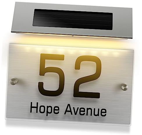 Toddmomy Lampe Solaire pour Numéro de Maison LED Double Couleur Panneau Adresse Extérieur Étanche avec Panneau Acrylique DIY Éclairage Solaire pour Maison et Jardin