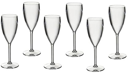 Harfield Small Liquer Flutes Pack of 6 Shatterproof Reusable Plastic 100ml Dishwasher Safe Sherry & Port Glasses