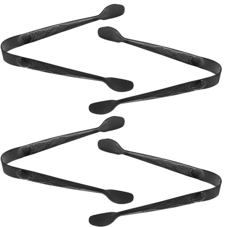LIFKOME Pinze Utensili Antiscivolo in Acciaio Inox per Colazione Biscotti 4 Pezzi e Salvaspazio Nere per Tavolo Dolci e Ufficio