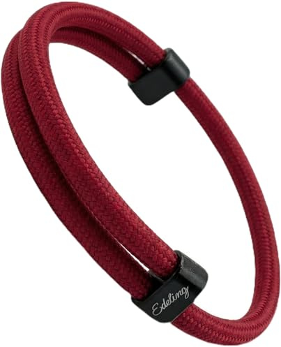 Paracord Armband Herren & Damen - Minimalistisch, Surfer, Outdoor & Segeltau Style - verstellbare Armbänder für Männer, Frauen, Pärchen, Jungs, Mädchen - Surferarmband, Stoff (dunkelrot)