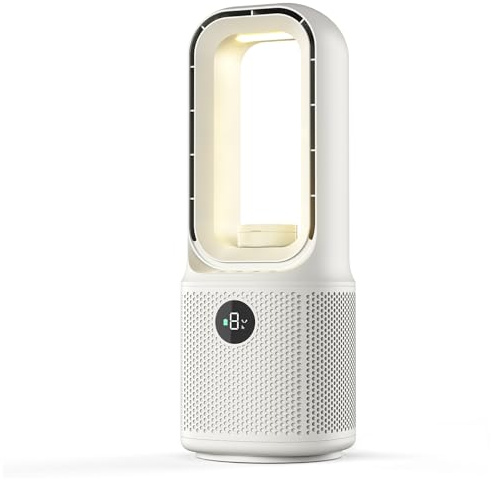 13'' Ventilador Torre, 9 Velocidades, Rotación de 60°, Caja de Aromas, luz Nocturna LED Regulable de Tres Colores con Temporizador, Funcionamiento Ultrasilencioso, para Dormitorios y Oficinas en Casa