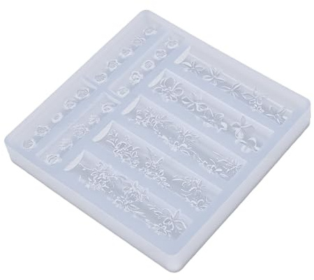 Sonew Gabarit de Sculpture pour Ongles 3D, Moule à Ongles en Silicone à Motif Floral avec 40 Motifs Floraux pour des Créations professionnelles. (Moule à clous à fleurs)