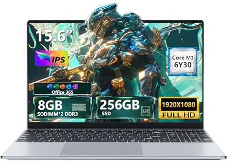 Txxren 15.6 Inch Laptop, Core M3-6Y30 Processor 8GB RAM 256GB SSD, Notebook with Win11 and Office 365, IPS 1080P 180° Tilting FHD Screen, USB3.0 * 2, Mini HDMI, Wi-Fi 5, BT4.2 Laptops Computer