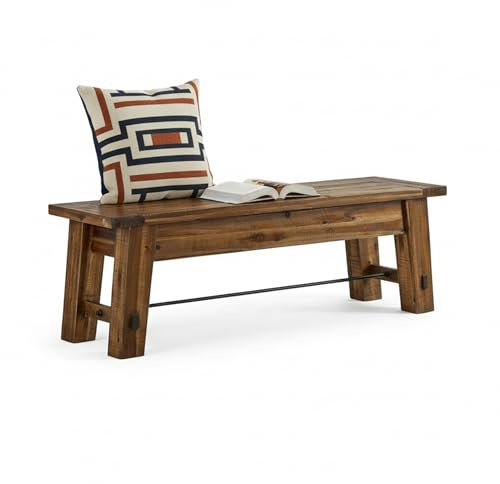Durango Rustic Farmhouse Style 60-Inch Wood Bench - Industrial Modern Accent Furniture with Solid Wood Seat for Entryway, Dining Room, Hallway, Foyer, or Kitchen by Alaterre Furniture