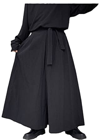 Disimlarl Pantaloni da uomo Hakama Harajuku Kimono Samurai Pantaloni Casual Pantaloni Larghi Pantaloni Kendo Uniformi, Nero , XL