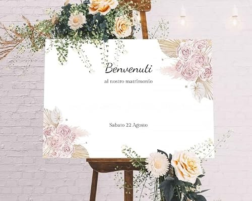 Cartello di benvenuto IN VARI MATERIALI (PLEXIGLASS) CON STAMPA U.V. AD ALTISSIMA QUALITÁ - Bohemian - colori PERSONALIZZABILE TABLEAU DE MARIAGE (POLIONDA 70X100 CM)