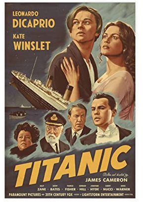 ZAPORA Filmposter Titanic, 5 Stück, Leinwand-Poster, Wandkunst, Dekor, Bild, Gemälde für Wohnzimmer, Schlafzimmer, Dekoration, ungerahmt, 30 x 45 cm