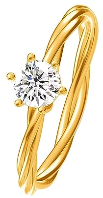 ANAZOZ Damenring 750 Echtgold, Verlobungsring Frauen Solitärring mit Moissanit 0,5ct Größe 63 (20.1)