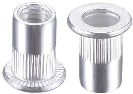 TA-VIGOR 100Pcs M6 Rivet Nuts, Aluminium Alloy Knurled Flat Head Threaded Insert Nut Silver for Automotive Furniture