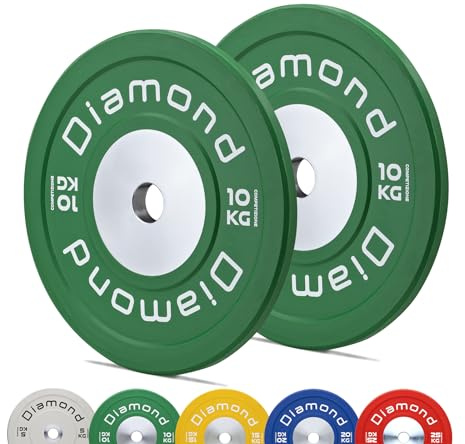 G5 HT SPORT Paar Hantelscheiben für Wettbewerb Pro Diamond Loch Ø50 mm für Fitnessstudio und Home Gym von 5 bis 25 kg für Hanteln und Langhanteln (2 x 10 kg (grün)