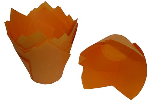 Scrumptious 50 pirottini per muffin in carta oleata per Halloween, colore arancione, perfetti per Halloween, Pasqua o feste di primavera