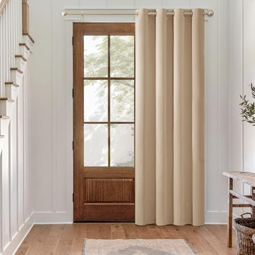 MIULEE Beige Ogenomskinliga Gardiner med Öljetter Värmegardin Värmeskyddande Dörrgardin 1 st H 290 x B 140 cm Dörrgardiner Vardagsrum Sovrum