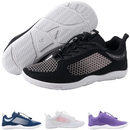 Hike Footwear HF Flow Barefoot Shoes for Women & Men - Minimalist Shoes with Arch-Support, Breathable Splash-Proof & Versatile Boot, Ergonomic Pain-Relief Posture Improvement Hiking Boots Black