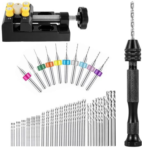 Imtrub Tornillo de banco | Juego de taladro helicoidal manual, taladro de pasatiempo, taladro en miniatura, taladro de resina para manualidades de madera de polímero de resina