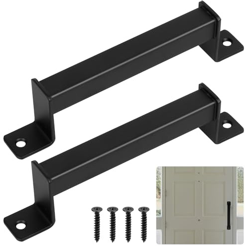 BATENGKEJI 2 Pcs Black Sliding Door Handles,Pull Push Barn Door Handle | Gate Handles For Wooden Garage Shed Kitchen Cupboard Cabinet For Sheds Garden Gate Cabinet Doors Grab Handle, With Screws
