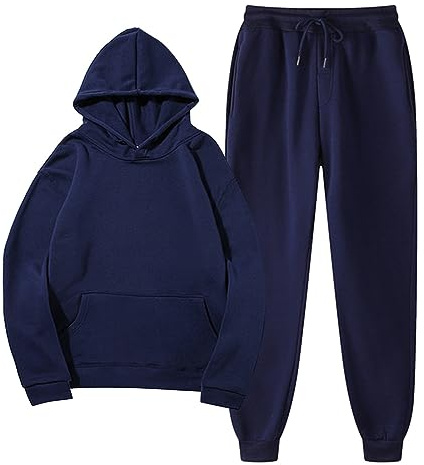 YIzdegg Donna con pantaloni con cappuccio Plus tempo libero inverno con cappuccio tuta da donna tuta sportiva per bambini, Blu marino, S