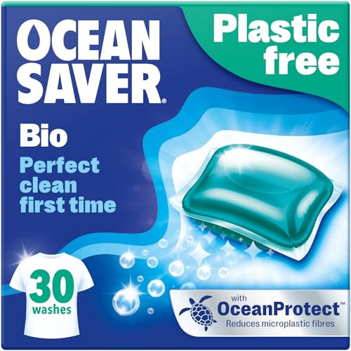 OceanSaver Eco Bio Laundry Detergent Washing Pods - 30 Washes | The Perfect Clean | Skin Friendly, Biodegradable & Scented Capsules | Removes Tough Stains | Vegan, Plastic-Free & Cruelty-Free