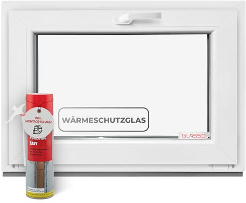 Finestra ribaltabile 65 x 70 cm, 2 vetri – tutte le dimensioni finestre in plastica con profilo da 60 mm – Finestra cantina (larghezza x altezza): 650 x 700 mm, perfetto per finestre da giardino