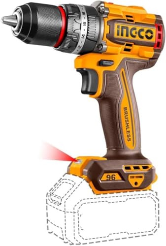 Ingco CIDLI209681 Trapano Avvitatore a Percussione a Batteria 20 V Brushless 96 nm 13 mm