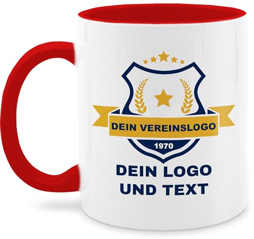 Tasse Tassen 325ml - Foto Bild - Vereinslogo Geschenk Verein mit eigenem Logo und Text selbst gestalten I - 325 ml - Rot - + bedrucken fototasse personalisiertes mein auf customized mug with photo