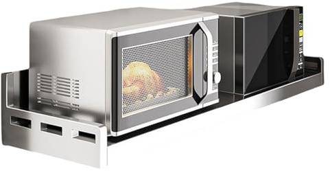 Onxyrbyte Estanteria Microondas Pared Soporte Microondas,Estante de Pared para Horno microondas,Estante de Pared de Acero Inoxidable para Cocina,para Espacio En El Armario De La Cocina