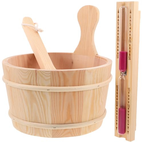 BESPORTBLE Sauna Holz Eimer und Schöpfkelle Satz 4l mit Leichtem Design und Großem Fassungsvermögen für Dampfbad und Außenbereich Zubehör