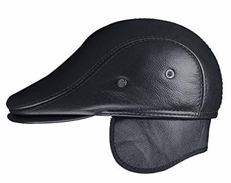 Insun Herren Earflap Cap Leder Fliegermützen Winter Mützen Mit Ohrenschutz Warm Kappe Schwarz mit Earflap XXL