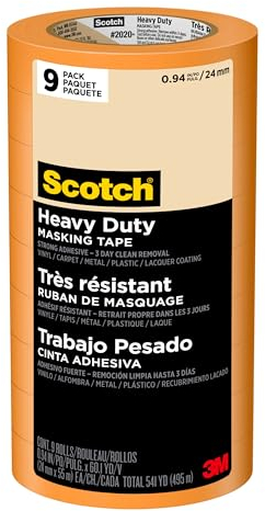 3M Scotch 2020+ Ruban de masquage robuste: 0.94 in x 60 yds. (Orange) / 9-pack