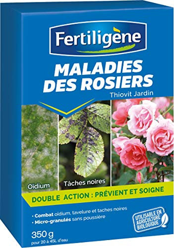 FERTILIGENE NMARO35 - Anti-maladies des Rosiers Mini-Granulés Naturels 350 g - Préventif et curatif - Elimine l'oïdium et les tâches noires - A base de soufre, matière active minérale - Jusqu'à 470 m²