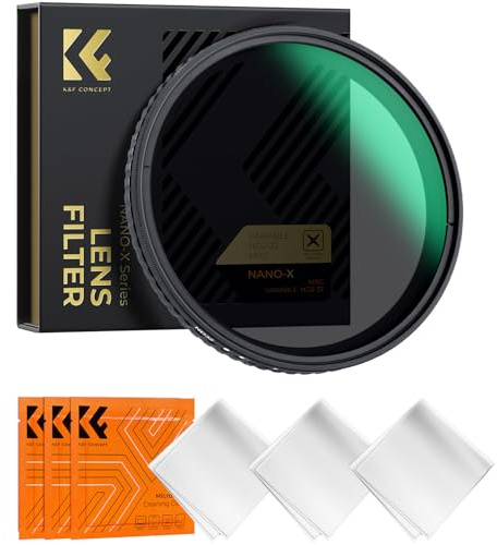 K&F Concept Filtre ND 62 mm Fader sans croix, filtre à densité neutre variable ND2 à ND32 pour objectif d'appareil photo NO X Spot, Nanotec, ultra-fin, étanche aux intempéries