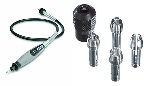 Dremel 225 Arbre flexible pour outils Dremel multi-usage & 4485 Kit d'Accessoires - 4 Pinces et Ecrou de Serrage pour Outil Multifonction Rotatif
