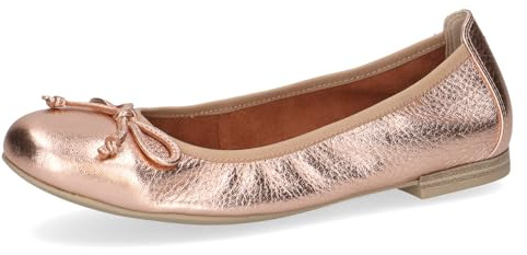 CAPRICE Damen Ballerinas aus Leder mit Schleife, Metallisch (Roseg.Met.Deer), 39 EU