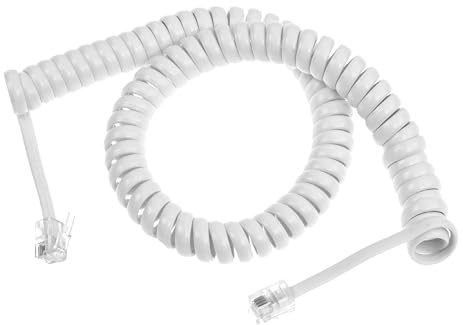 Conext Link RJ9 4P4C Modular Telephone Handset Cable Receiver Coil Cord Wire (10 Feet, White)