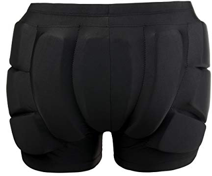 Reomoto Kids Hip Protection Pads Shorts Skiing Skating Snowboard Hip Protection Pads EVA 3D Padded Hip Bone Protection Pants for Teenagers (Black, S)