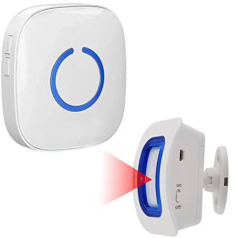 Caregiver Pager Indoor Motion Sensor Alarm Room Bed Alarms and Fall Prevention for Elderly Dementia Patients/Mailbox Alert Device for Home, White