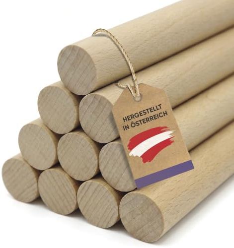 Vasalat Trästavar släta för pyssel 100 cm x 14 mm bok naturligt innehåll 10 stycken