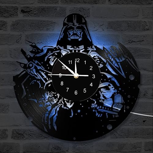 The Boys Horloge murale en vinyle Star Wars de 30,5 cm avec LED 7 couleurs changeantes, horloge murale pour enfants, décoration d'intérieur faite à la main