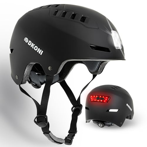 DKONI Fahrradhelm für Erwachsene, USB-aufladbare Vor- und Rücklichter | Fahrrad, Helm