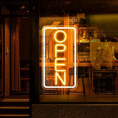 SOLIDEE Neon Schild, Leuchtreklame OPEN LED Neonlicht, Acryl Neon Sign Angetrieben Durch USB mit Dimmbaren Schaltern, Leuchtschild für Zimmer Deko, Party, Bar, Geschäft, Restaurant, Cafe, Warmes Licht