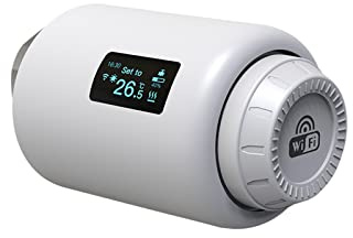 Qiumi Wifi Thermostat-Heizkörper-Stellantriebsventile, programmierbar, Alexa, Google, Sprachsteuerung, Wifi direkt, kein Gateway erforderlich, 1 Stück
