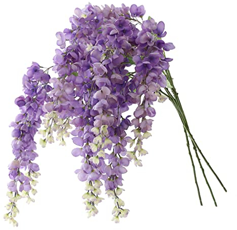 Dailisen 3 Stränge 101,6 cm Seide lila Glyzinie künstliche Blumen, künstliche Glyzinie Blumengirlande, für Heimdekoration, Party, Bodenvase, Balkon, Hochzeitsarrangement Dekoration (lila)