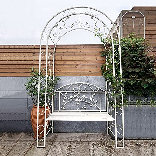 Banc de Jardin,Arches de pavillon de Jardin en métal, Pergola grimpante avec bancs relaxants, Convient aux vignes/Plantes grimpantes, Idéal pour Les Jardins et Les espaces extérieurs