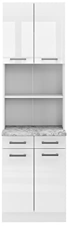 Vicco Buffetschrank R-Line, Weiß Hochglanz, 60 cm, AP Marmor